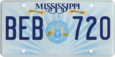 MS license plate BEB720