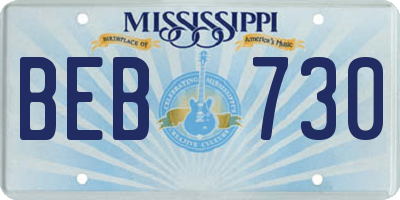 MS license plate BEB730