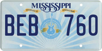 MS license plate BEB760