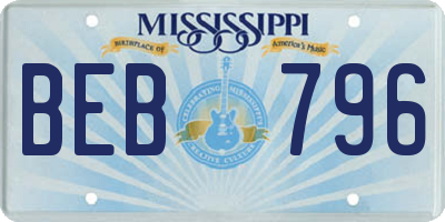 MS license plate BEB796