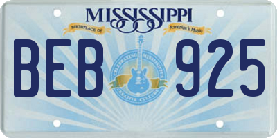 MS license plate BEB925