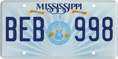 MS license plate BEB998