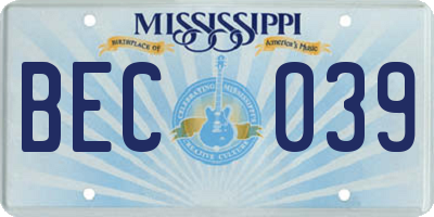 MS license plate BEC039