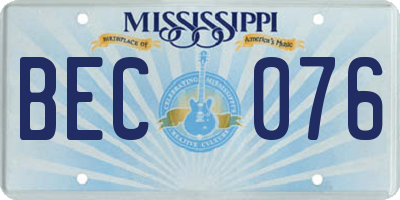 MS license plate BEC076