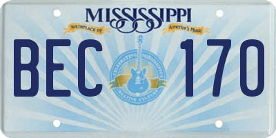 MS license plate BEC170