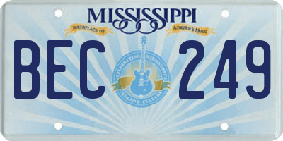 MS license plate BEC249