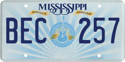 MS license plate BEC257