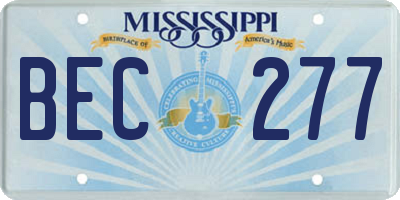 MS license plate BEC277