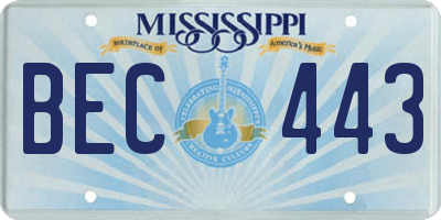 MS license plate BEC443