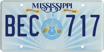 MS license plate BEC717
