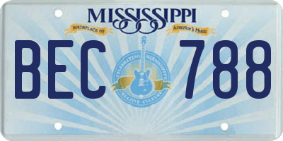 MS license plate BEC788