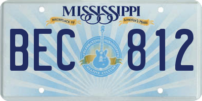 MS license plate BEC812
