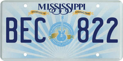 MS license plate BEC822