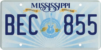 MS license plate BEC855