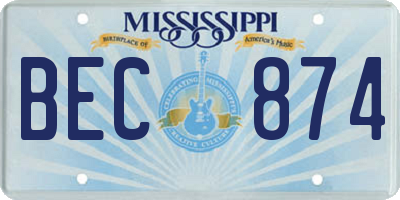 MS license plate BEC874