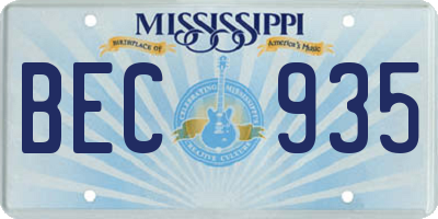 MS license plate BEC935