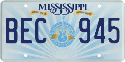 MS license plate BEC945