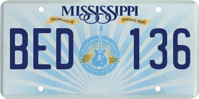 MS license plate BED136