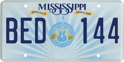 MS license plate BED144