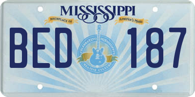 MS license plate BED187