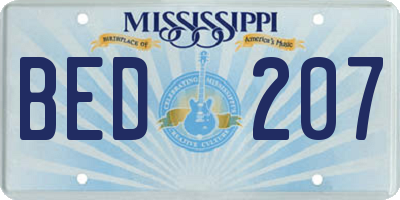 MS license plate BED207