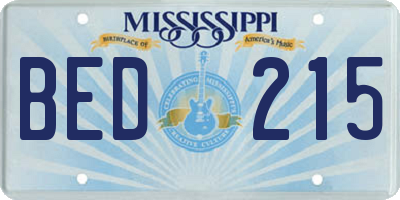 MS license plate BED215