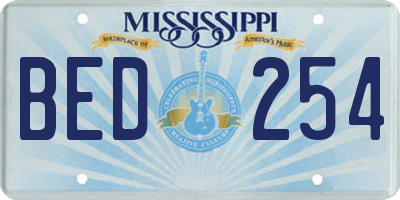 MS license plate BED254