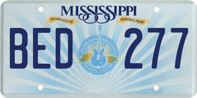 MS license plate BED277