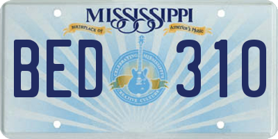 MS license plate BED310