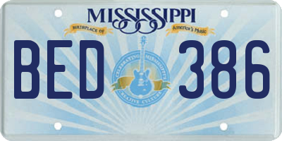 MS license plate BED386