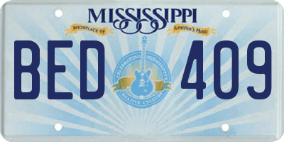 MS license plate BED409
