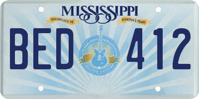 MS license plate BED412