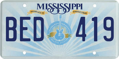 MS license plate BED419