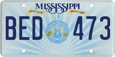 MS license plate BED473