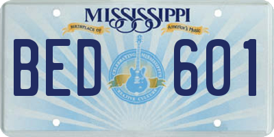 MS license plate BED601