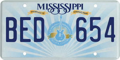 MS license plate BED654