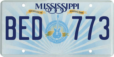 MS license plate BED773