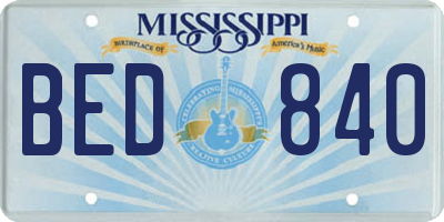 MS license plate BED840