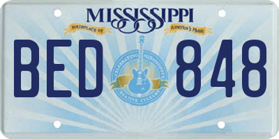 MS license plate BED848