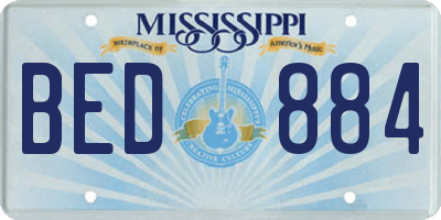 MS license plate BED884