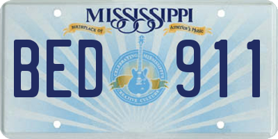 MS license plate BED911