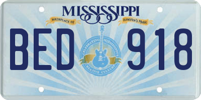 MS license plate BED918