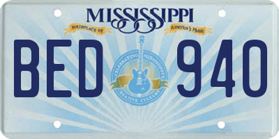 MS license plate BED940