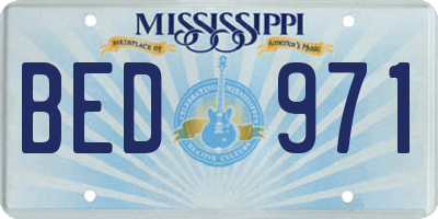 MS license plate BED971
