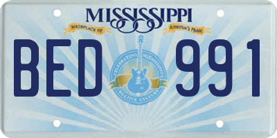 MS license plate BED991