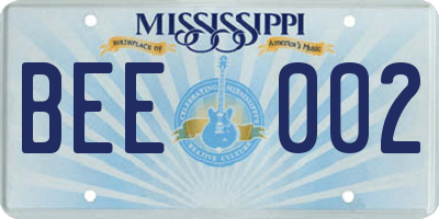 MS license plate BEE002