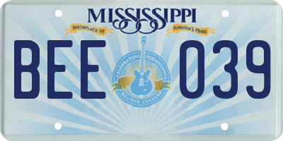 MS license plate BEE039