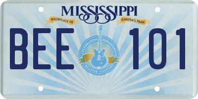 MS license plate BEE101
