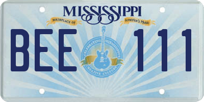 MS license plate BEE111