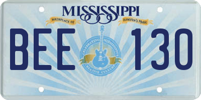 MS license plate BEE130
